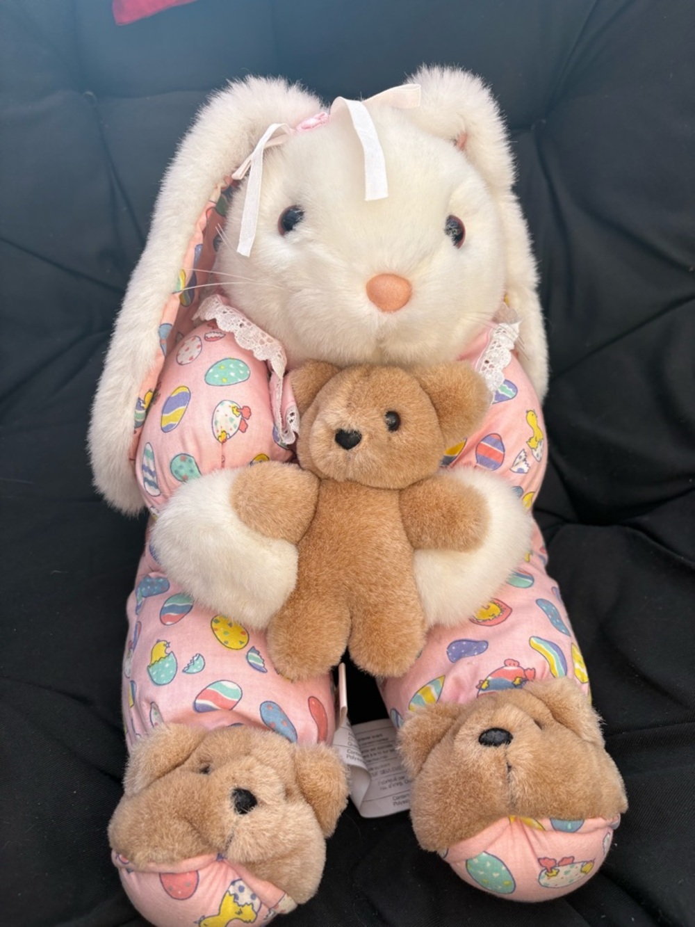 Rare 1993 Plush Creations Easter Bunny Pajamas & Teddy Bear - Vintage